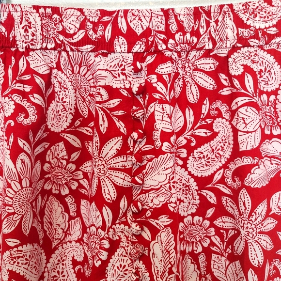 LOFT Paisley Tropical Print Button Front Midi Skirt in Red - Picture 8 of 9